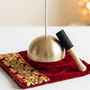 Hanging Sound Healing Bell (Pocket Bowl) – Meditation Bowl with Mallet (Striker) & Velvet Pouch